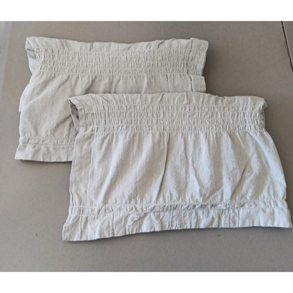 2 Threshold Pillowcases KING Gray Pleated Cotton Shams Prairie Minimalist Chic - Picture 1 of 7